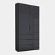 5G36 101cm 2 Door/3 Drawer Hinged Combi Wardrobe With Coloured Glass Front