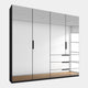 0RC2 201cm 4 Door/3 Drawer Hinged Combi Wardrobe With Mirrored Glass Front
