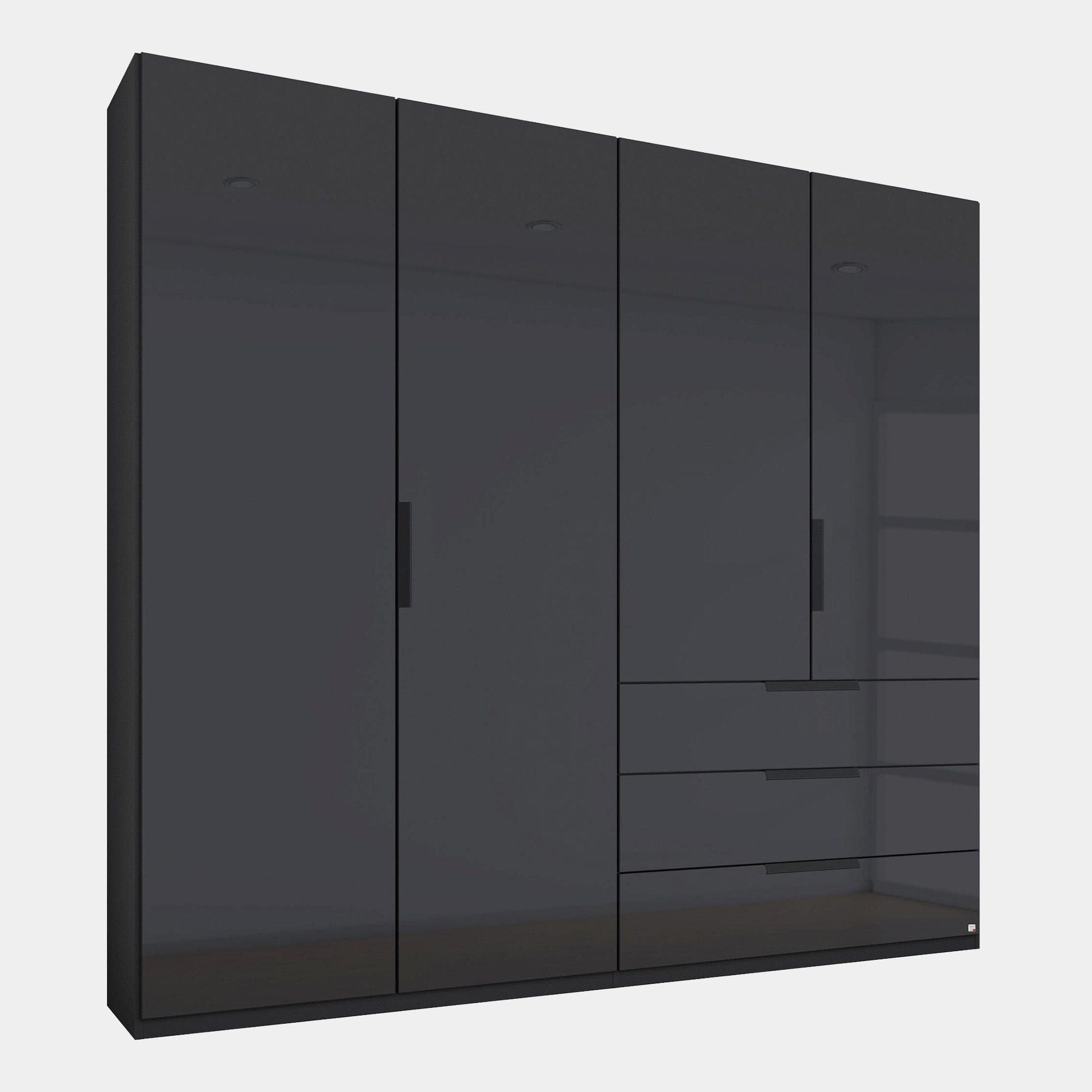 0RC6 201cm 4 Door/3 Drawer Hinged Combi Wardrobe With Coloured Glass Front
