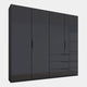 0RC6 201cm 4 Door/3 Drawer Hinged Combi Wardrobe With Coloured Glass Front