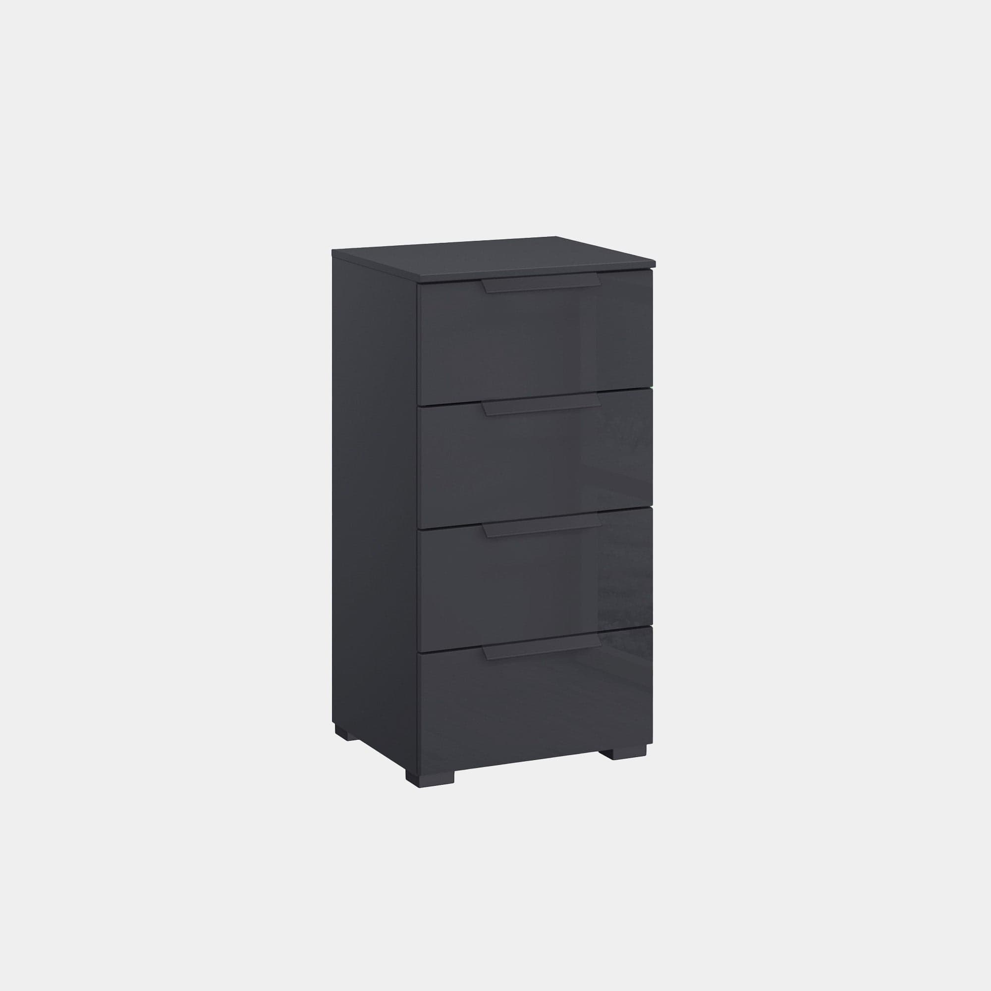 6G25 40cm 4 Drawer Narrow Chest With Coloured Glass Front