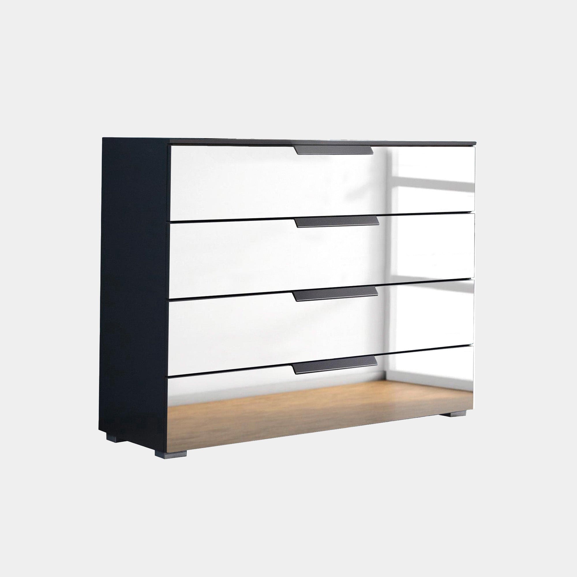 6S26 80cm 4 Drawer Wide Chest With Mirrored Glass Front