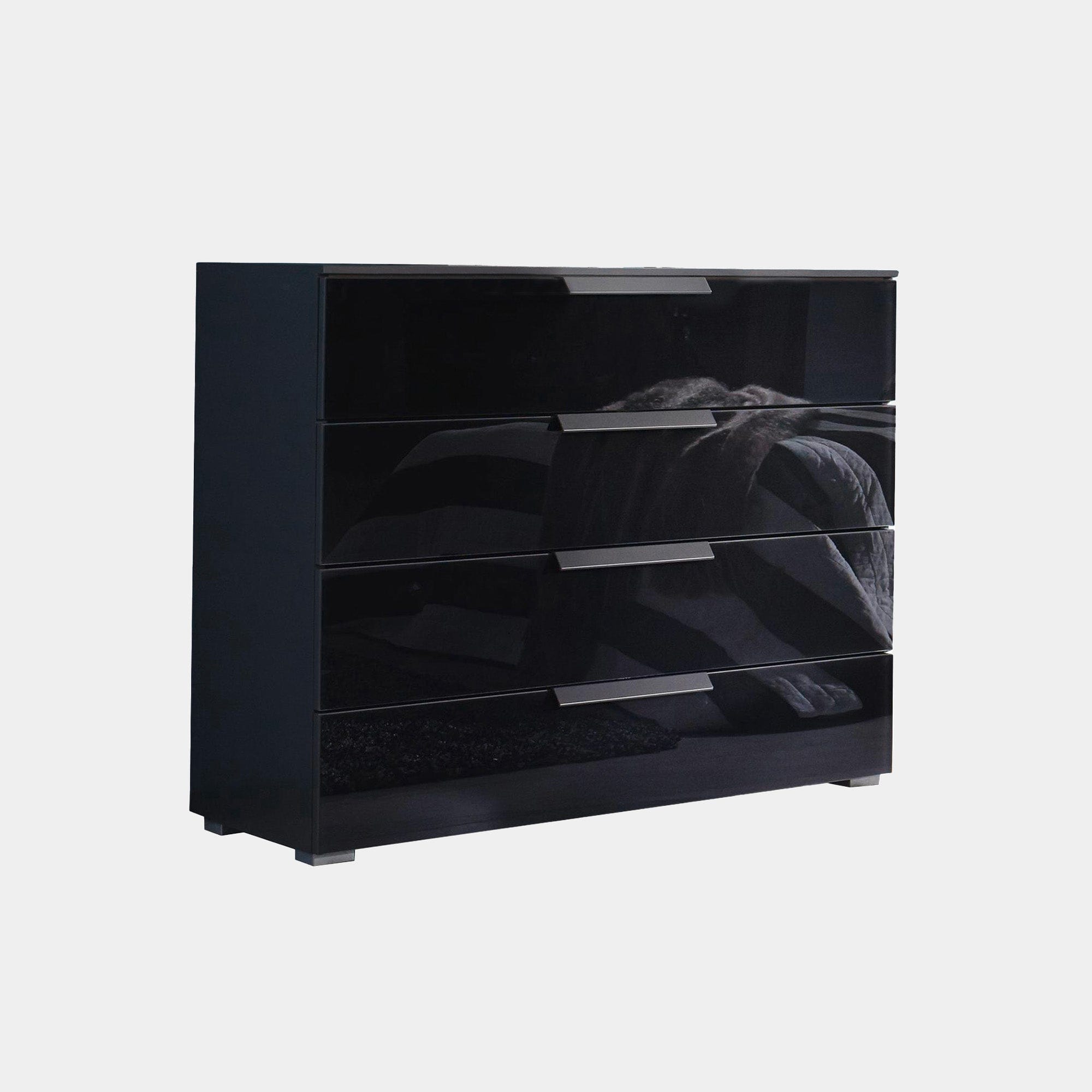 6G26 80cm 4 Drawer Wide Chest With Coloured Glass Front