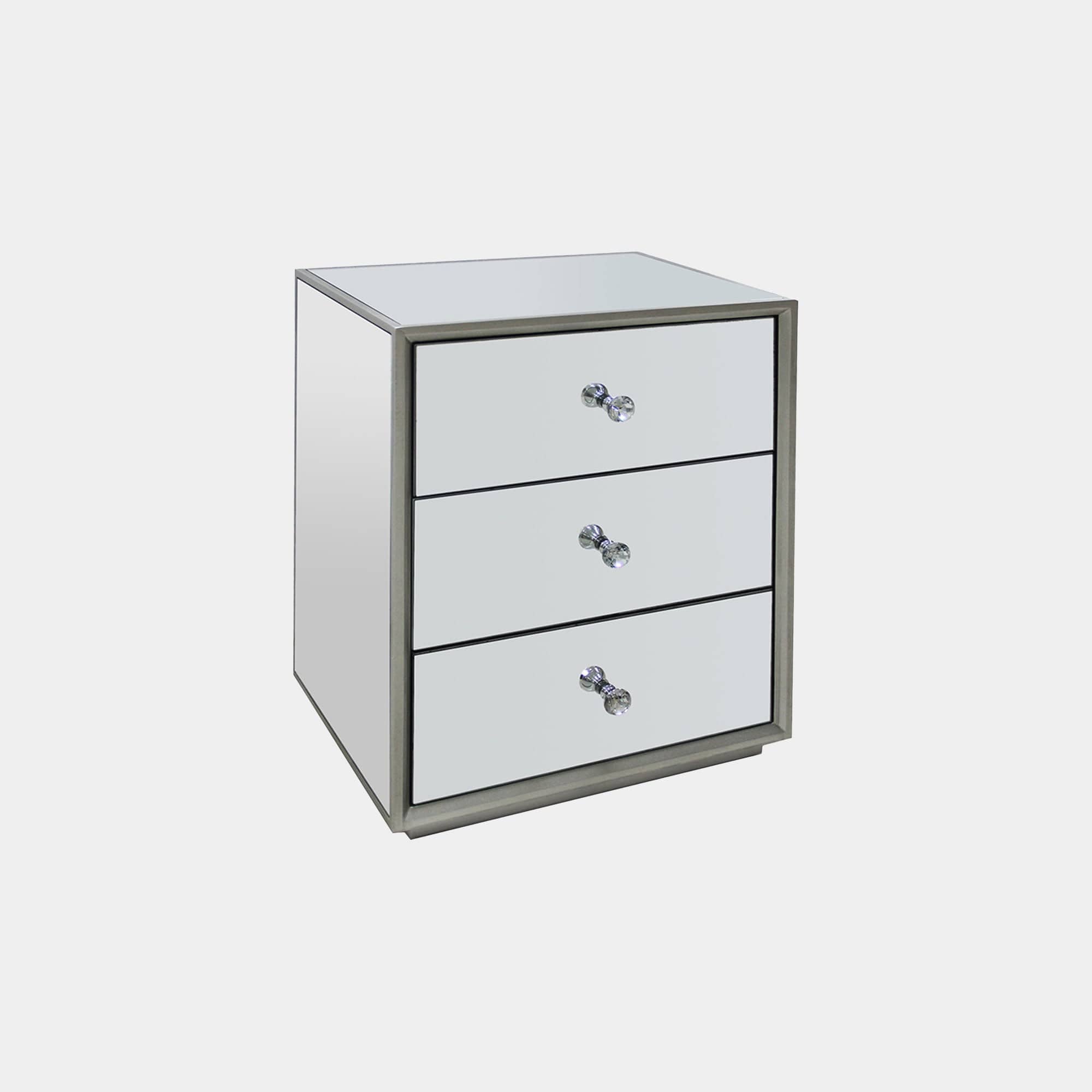 Sofia - 3 Drawer Bedside Chest  Mirrored