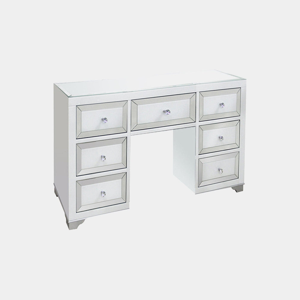Dressing Table Mirrored Silver & White