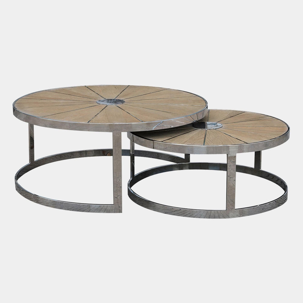 Set of 2 Round Coffee Tables - Smokey Grey Finish