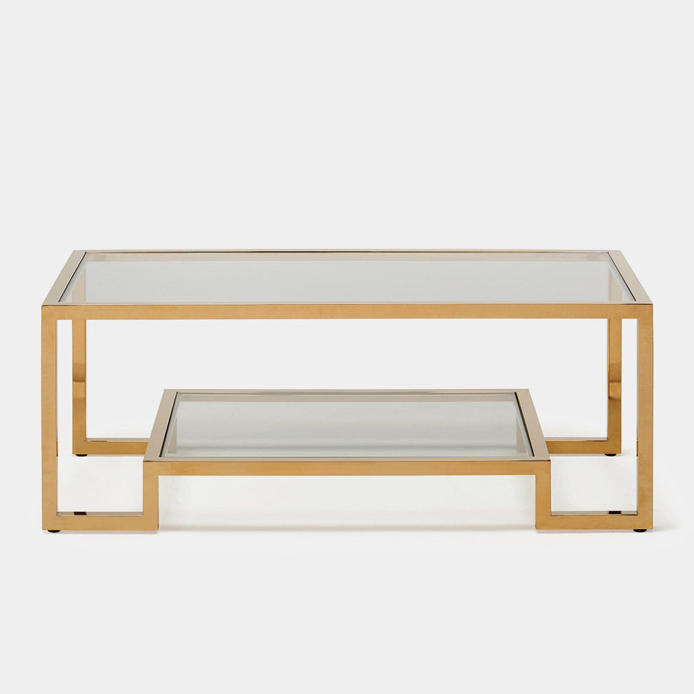 Frame  - Coffee Table Clear Glass Champagne Finish Frame