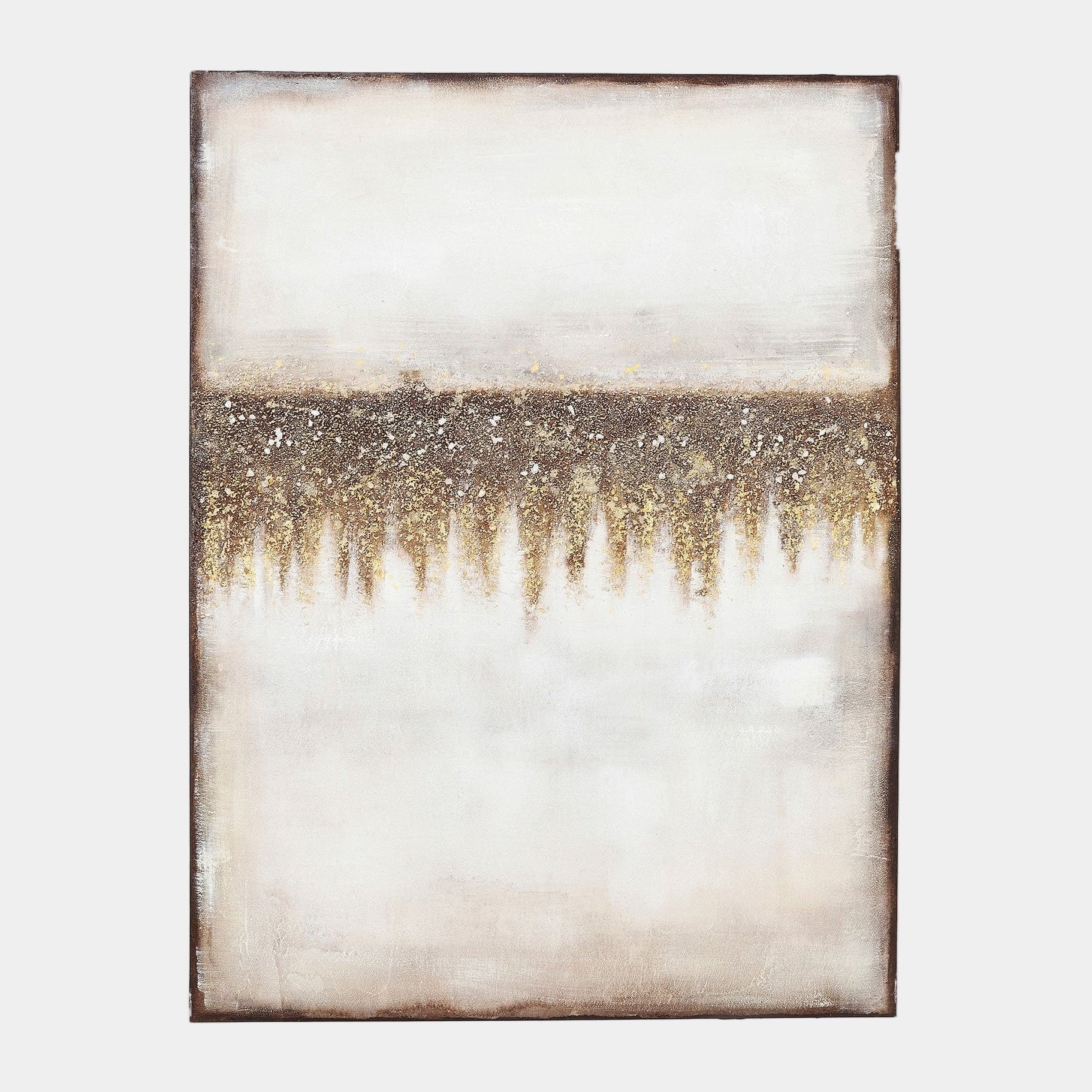 Golden Abstract Fields - Framed Canvas Wall Art