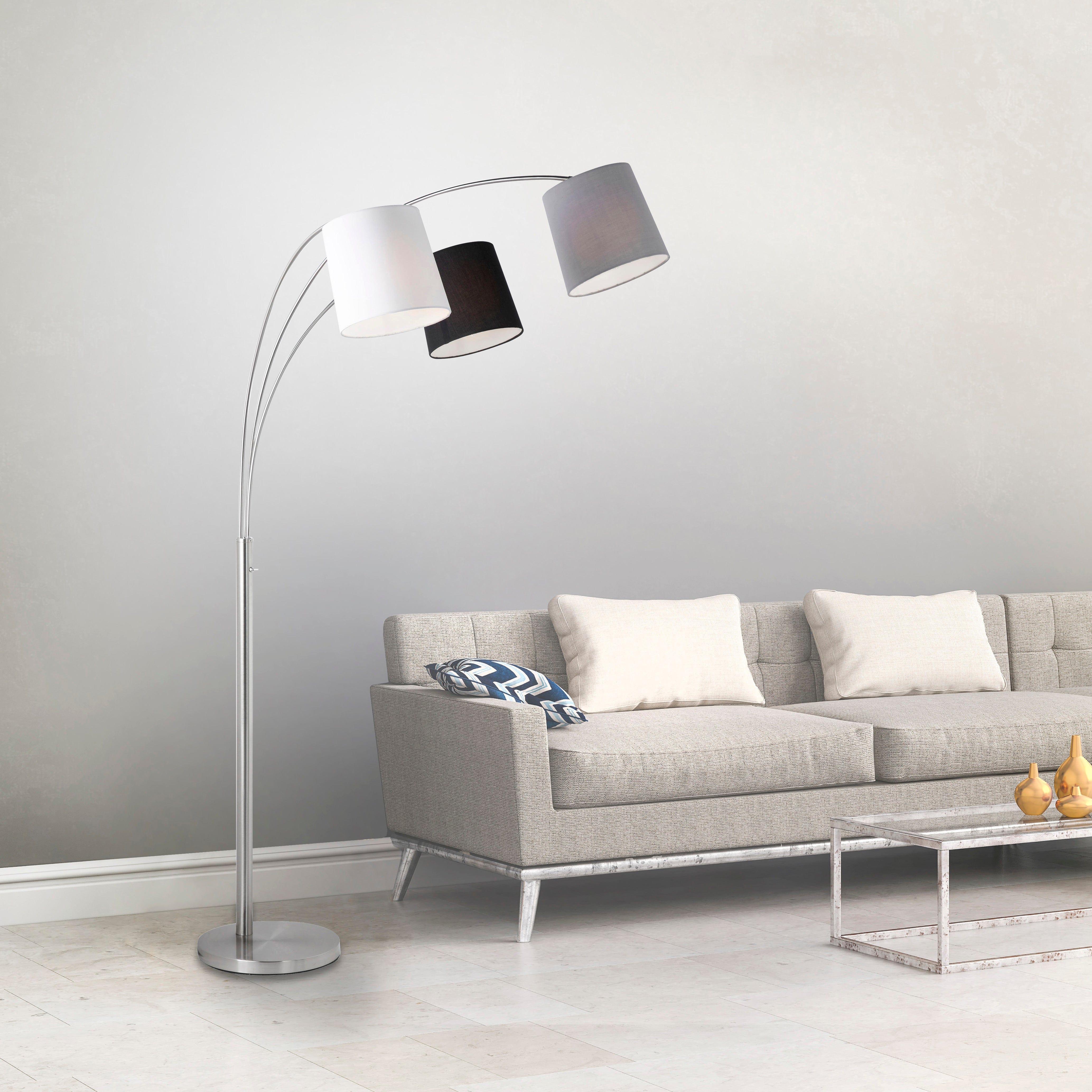 Largo LED 3 Arm Floorlamp Steel