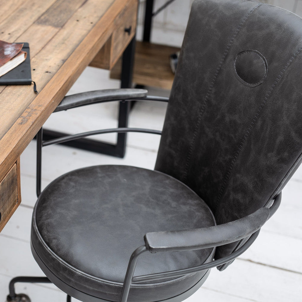 Desk Chair In Grey PU