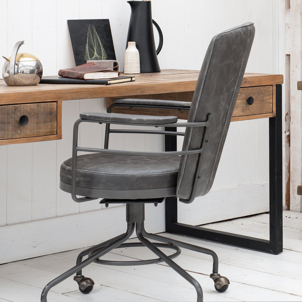 Desk Chair In Grey PU