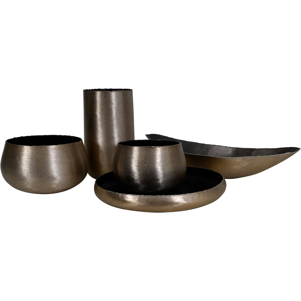 Molten Ellipse Bowl Brushed Gold Metal