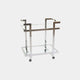 Trolley Table With Clear Glass Top & Polished Stainless Steel Frame  (Assembly Required)