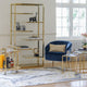 Display Cabinet With Clear Glass Shelves & Gold Steel Frame