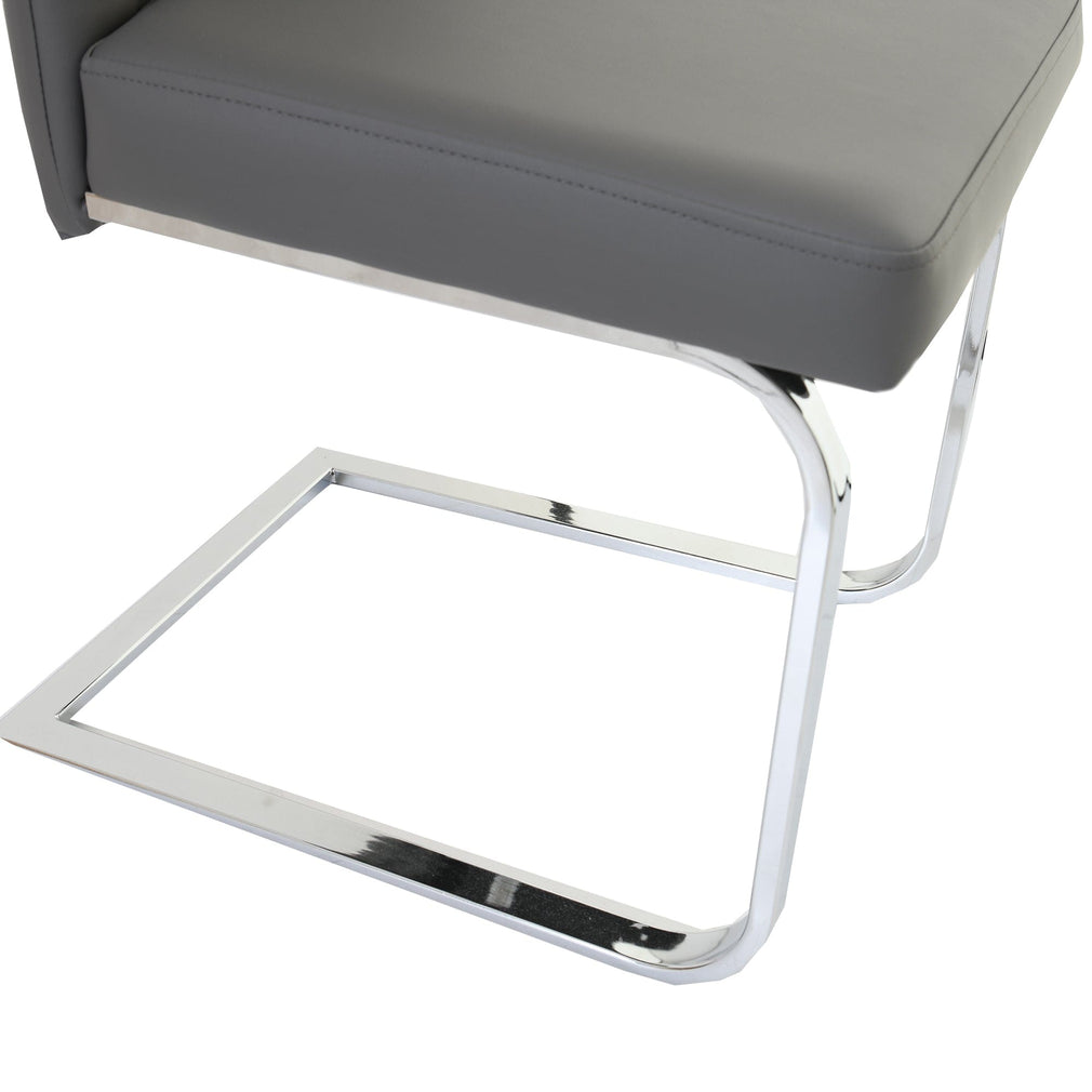 Prato - Cantilever Dining Chair In Dark Grey PU With A Chrome Finished Frame