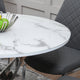 Ø 100cm Dining Table With Grey Marble Effect Top & Stainless Steel Base
