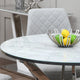 Ø 100cm Dining Table With Grey Marble Effect Top & Stainless Steel Base