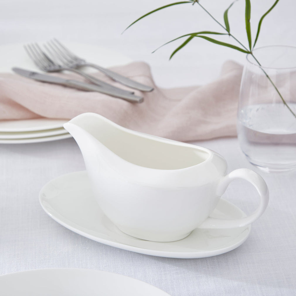 Serendipity White Gravy Boat and Stand