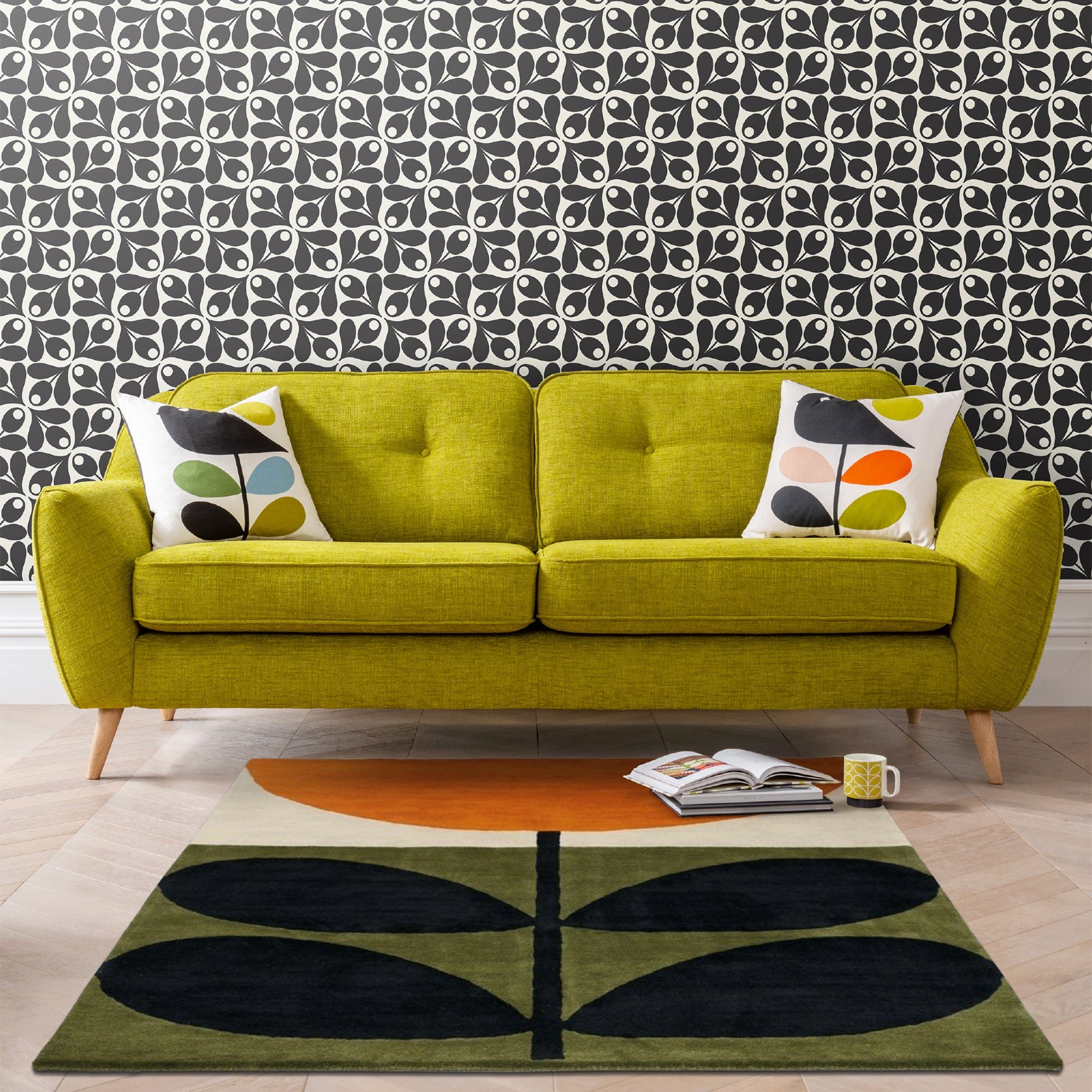 Orla Kiely Laurel - Large Sofa In Fabric Premium Plain