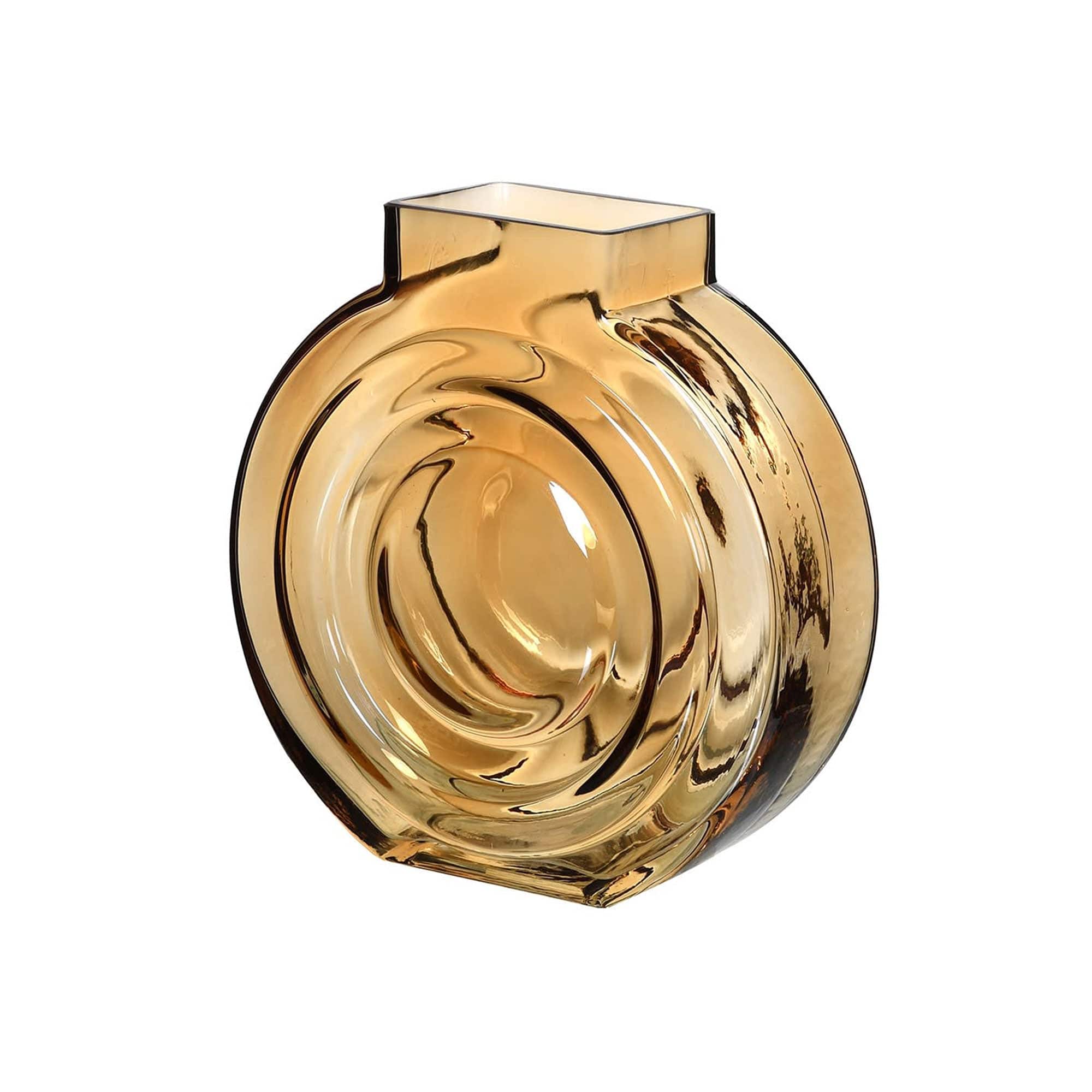 Amber Glass Vase Round