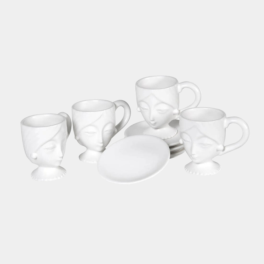 Faces Cup & Saucer Set of 4
