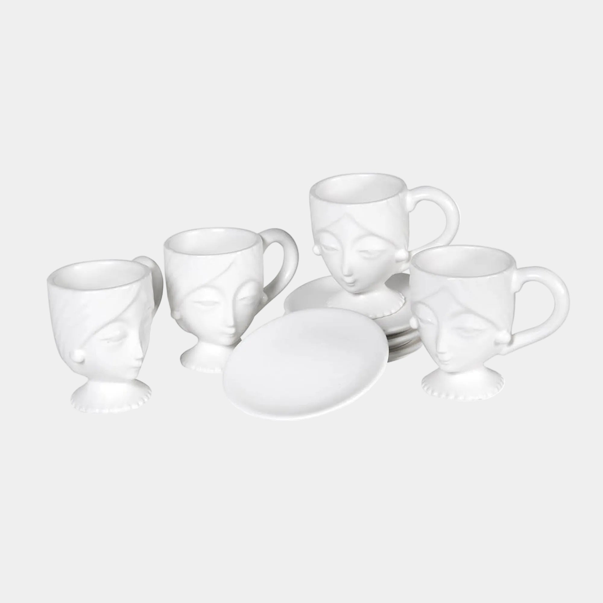 Faces Cup & Saucer Set of 4