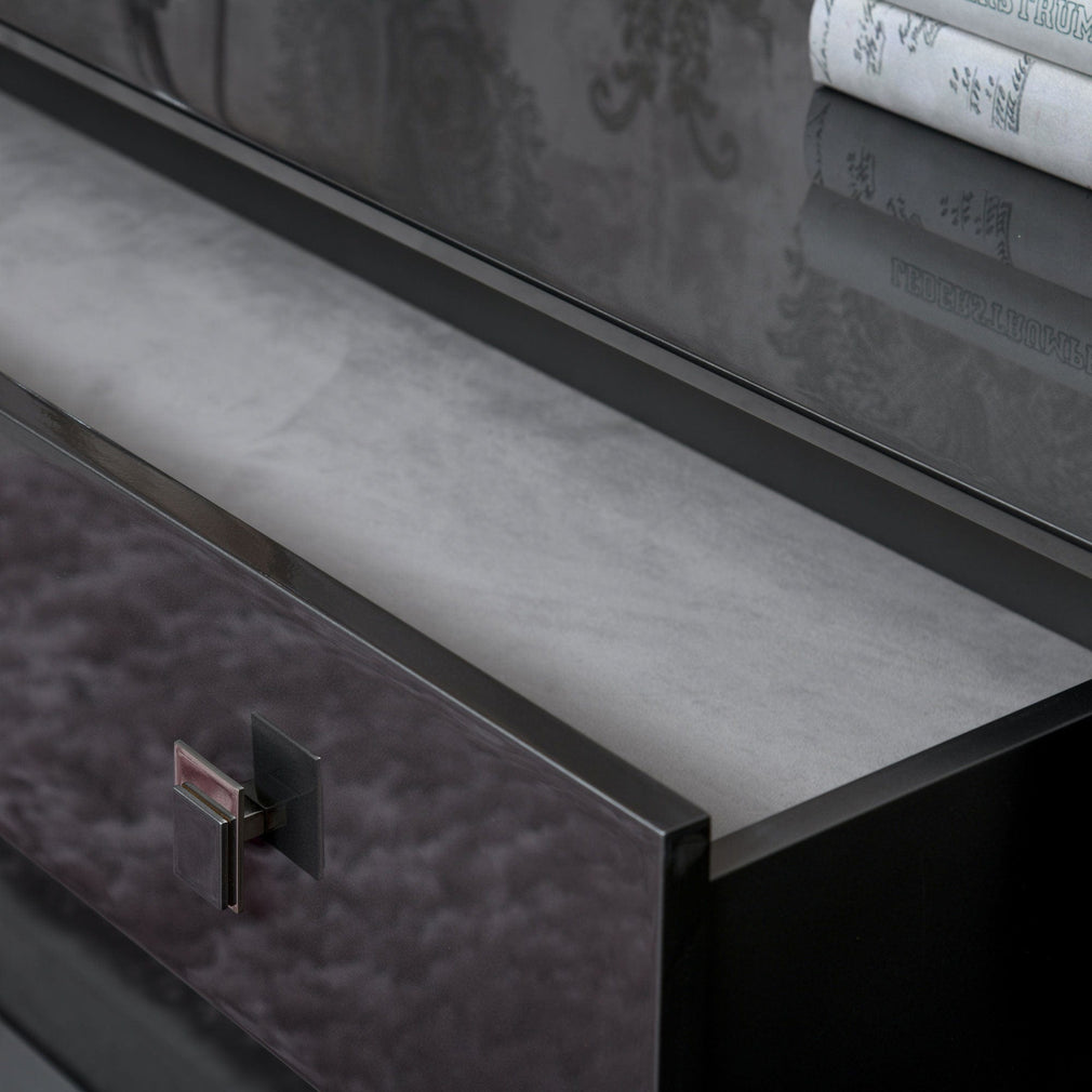 Chest of 6 Drw 180cm Table Stainless Steel Handles HG Finish-LB14