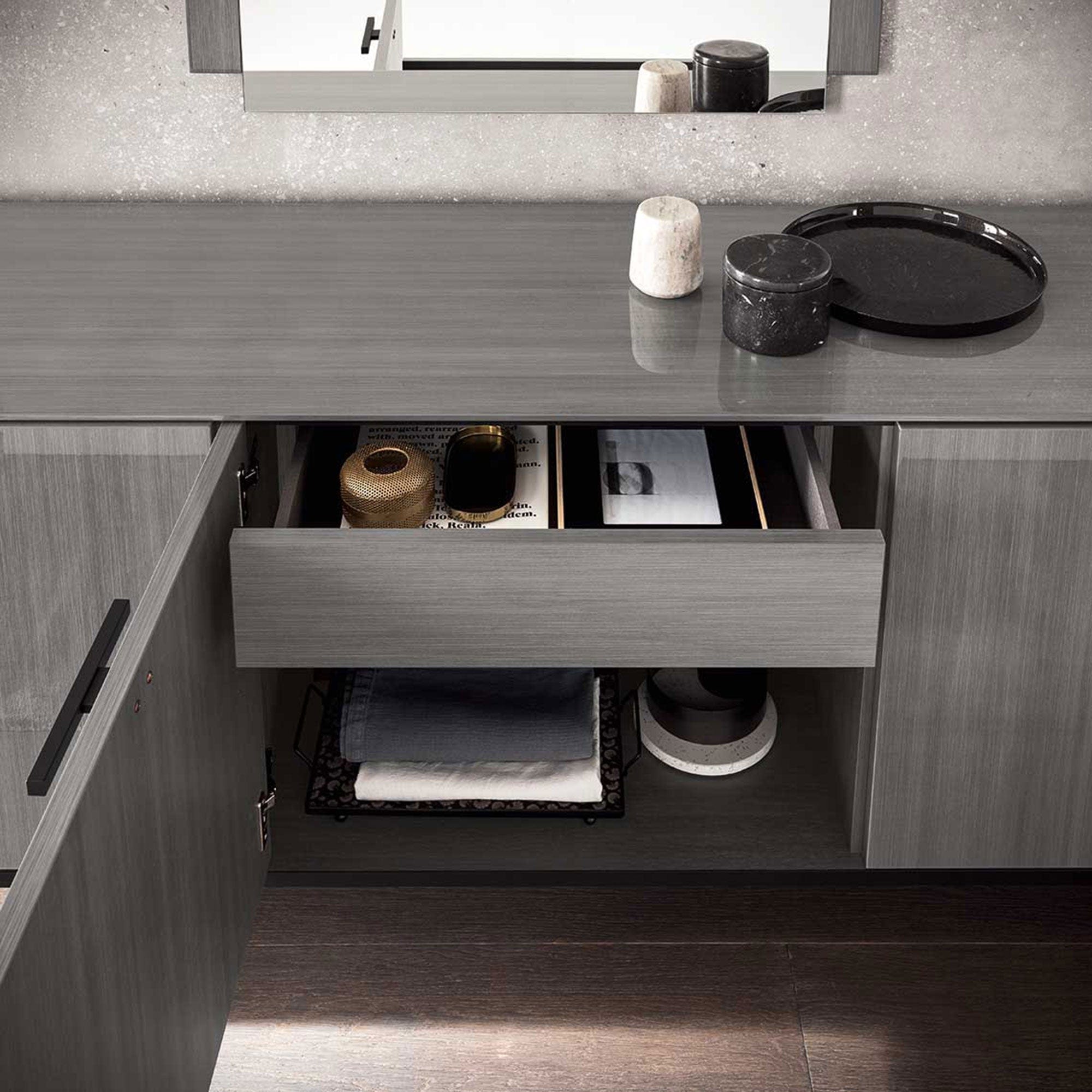 3 Door Large Buffet In Silverwood High Gloss Finish