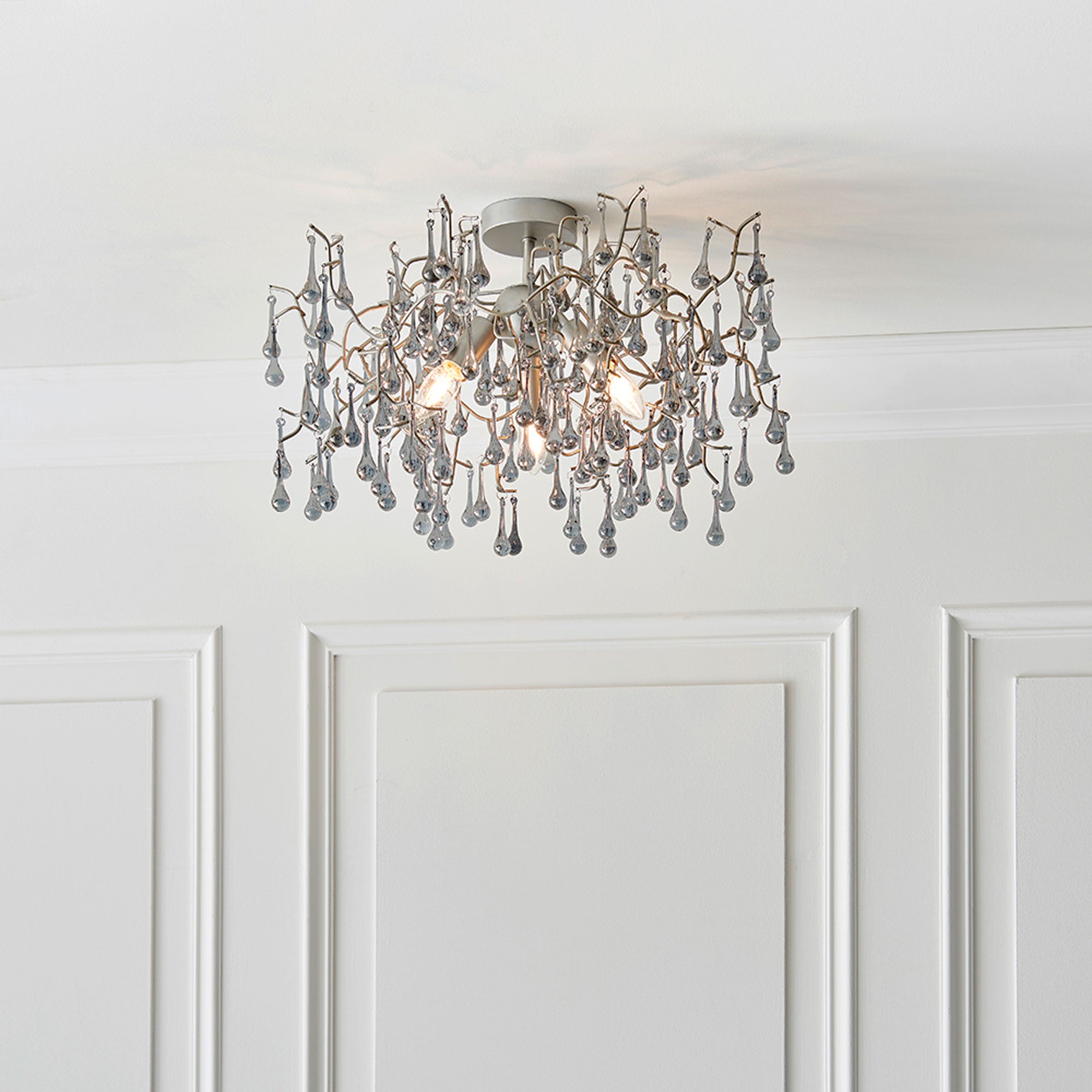Elsa 3 Light Semi Flush Aged Silver (W1)