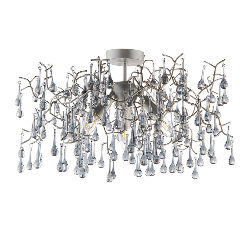 Elsa 3 Light Semi Flush Aged Silver (W1)