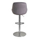 Swivel Bar Stool In Dark Grey Velvet With Brushed Stainless Steel Round Base