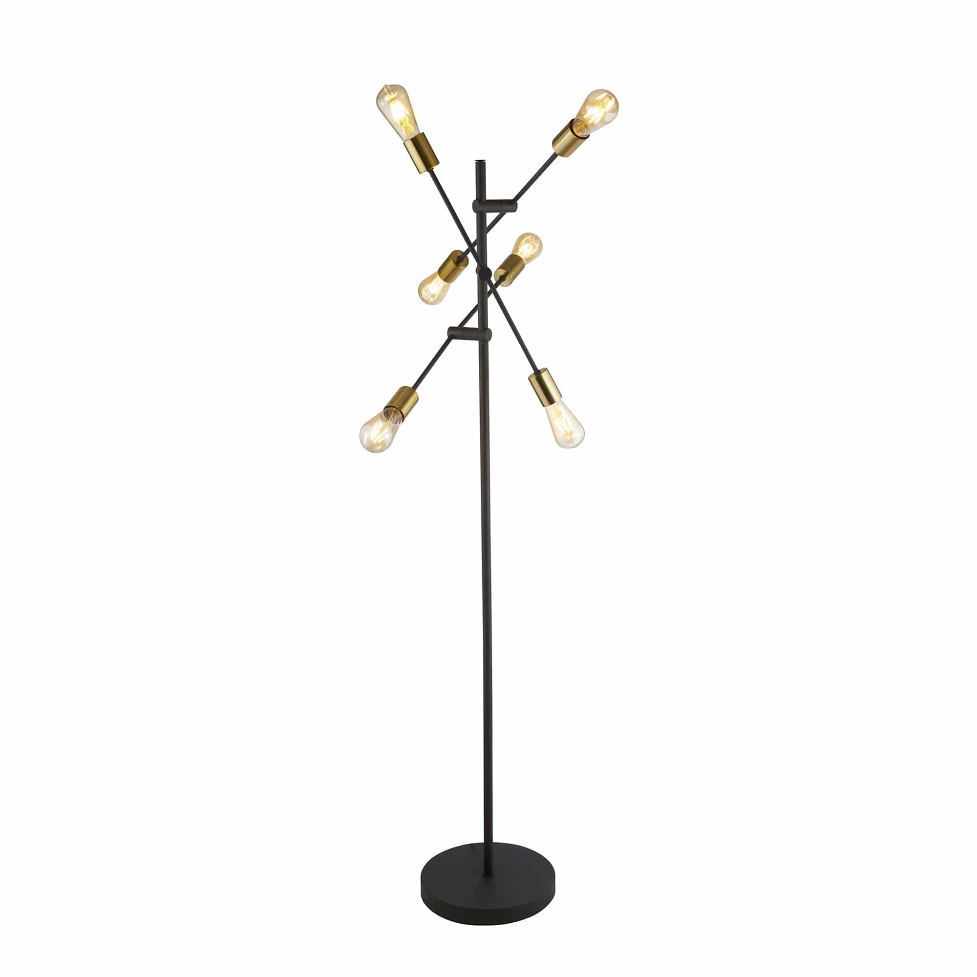 Felix 6 Light Floor Lamp Black & Satin Brass