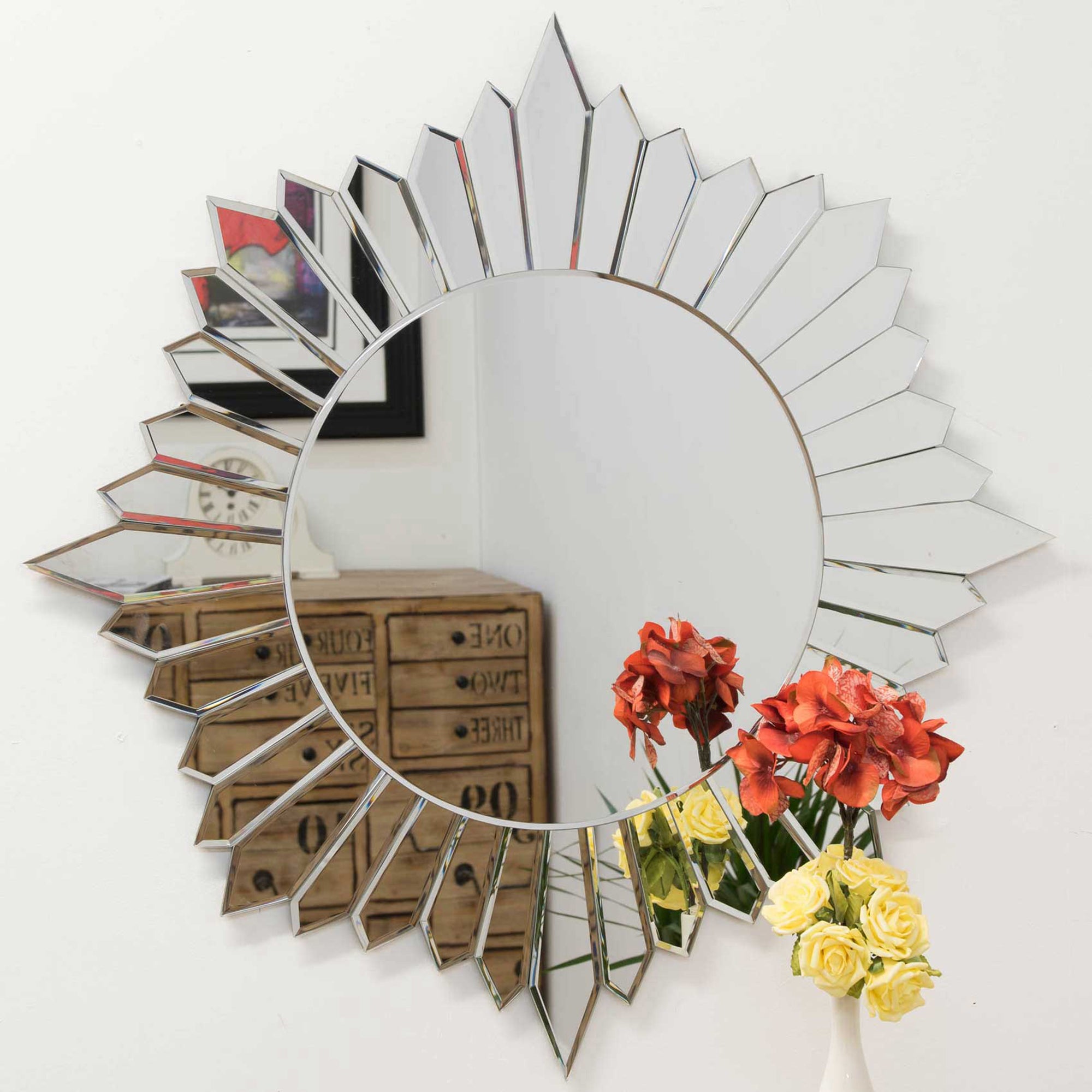 Crest Design Round Mirror 80cm (PS)