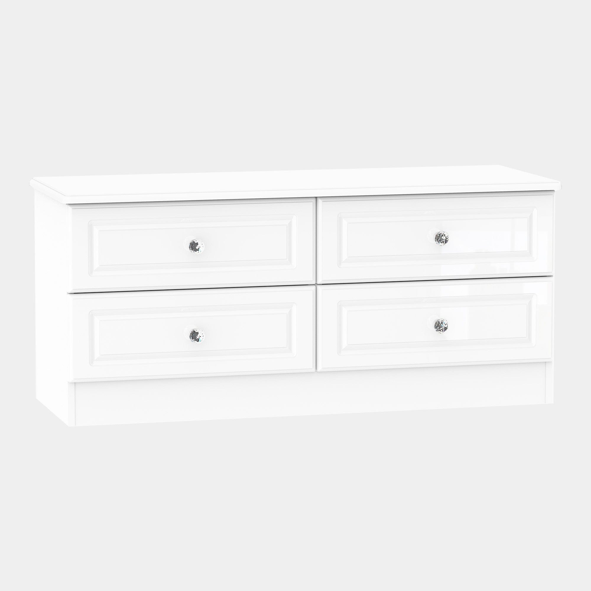 Lincoln - 4 Drawer Bed Box White High Gloss With Crystal Handles