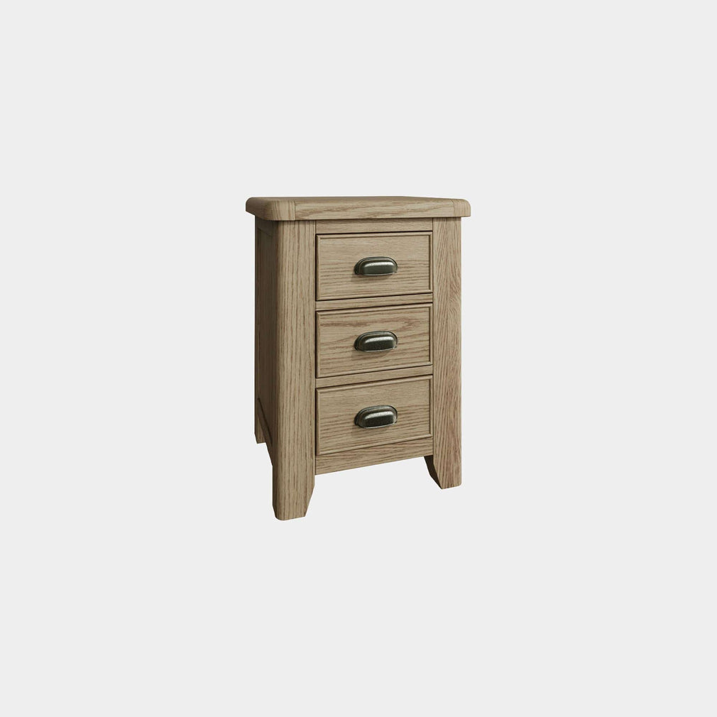 Farringdon - 3 Drawer Bedside Oak Finish
