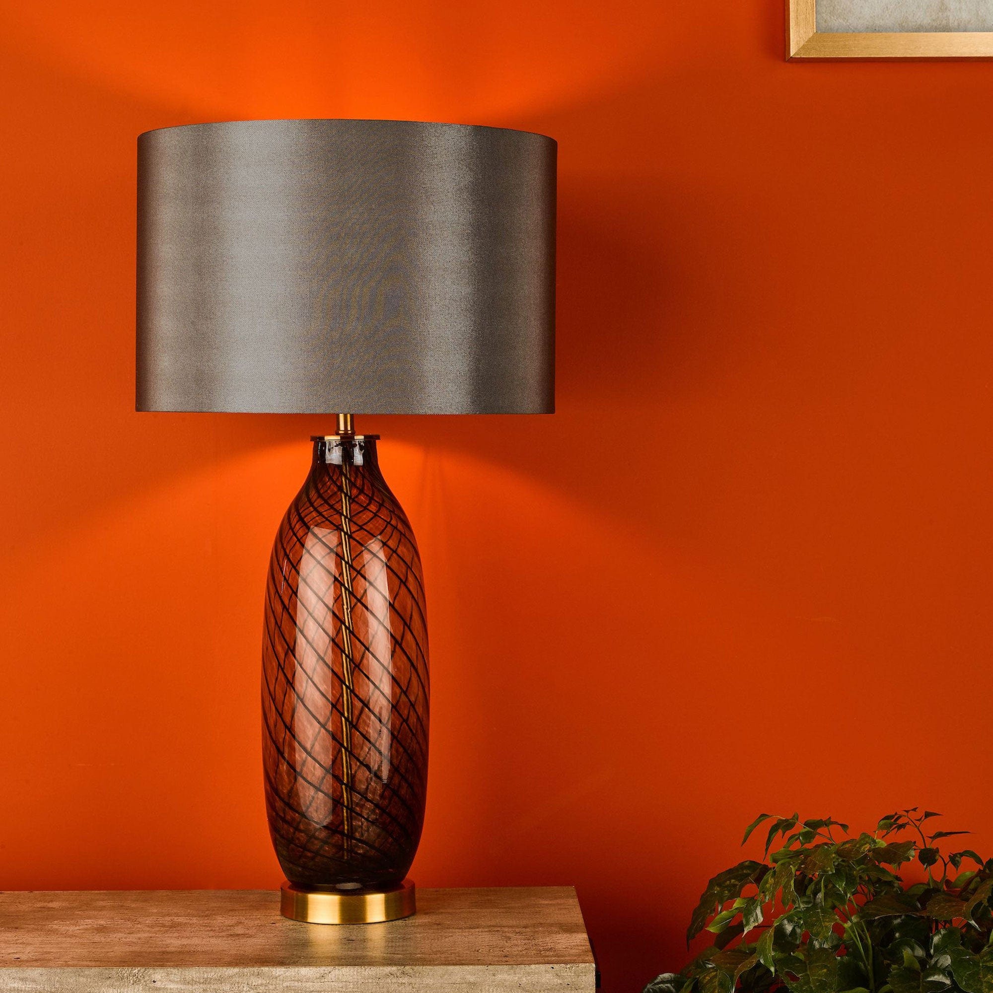 Uzra Smoke Glass Table Lamp