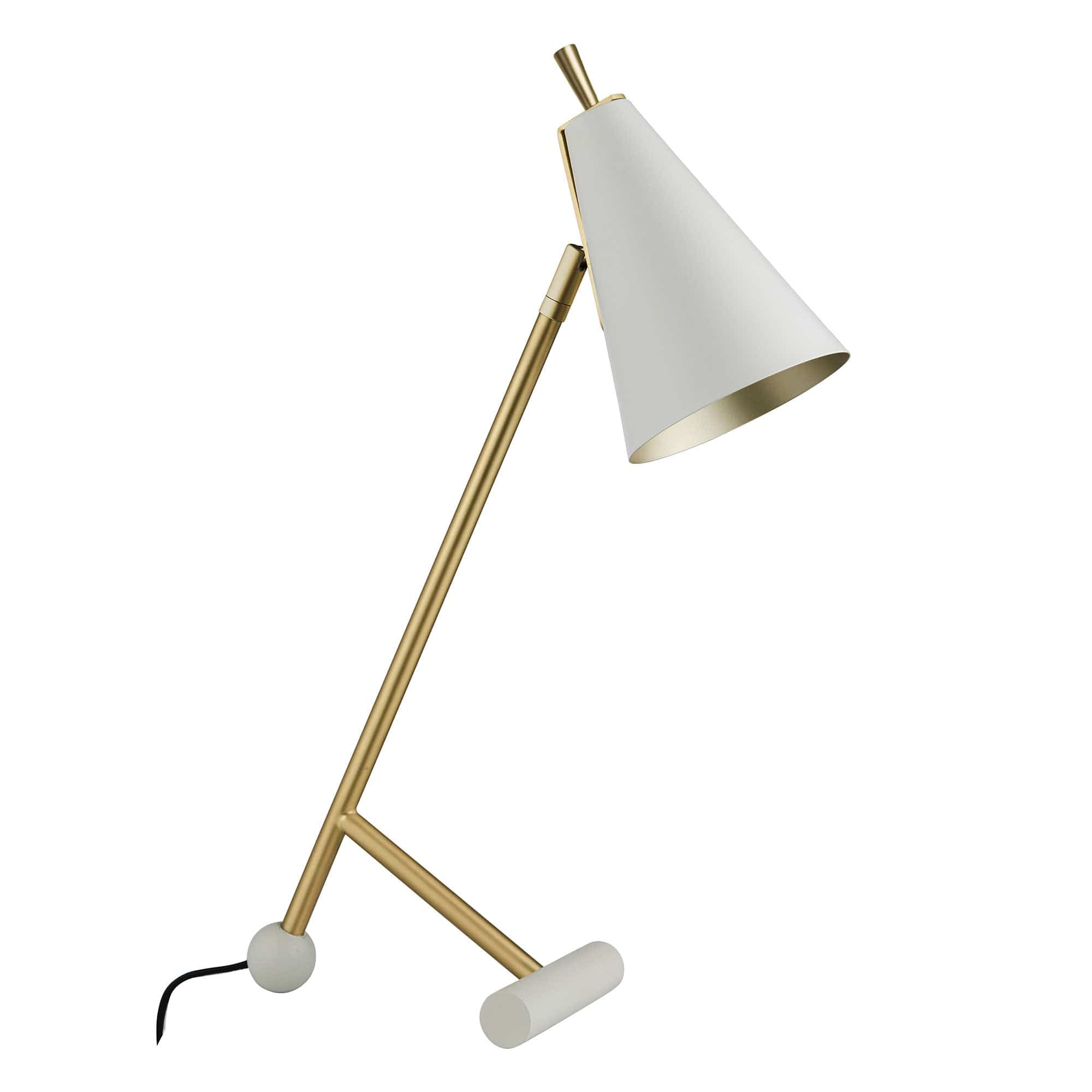 Noddy Table Antique Brass Lamp Matt White