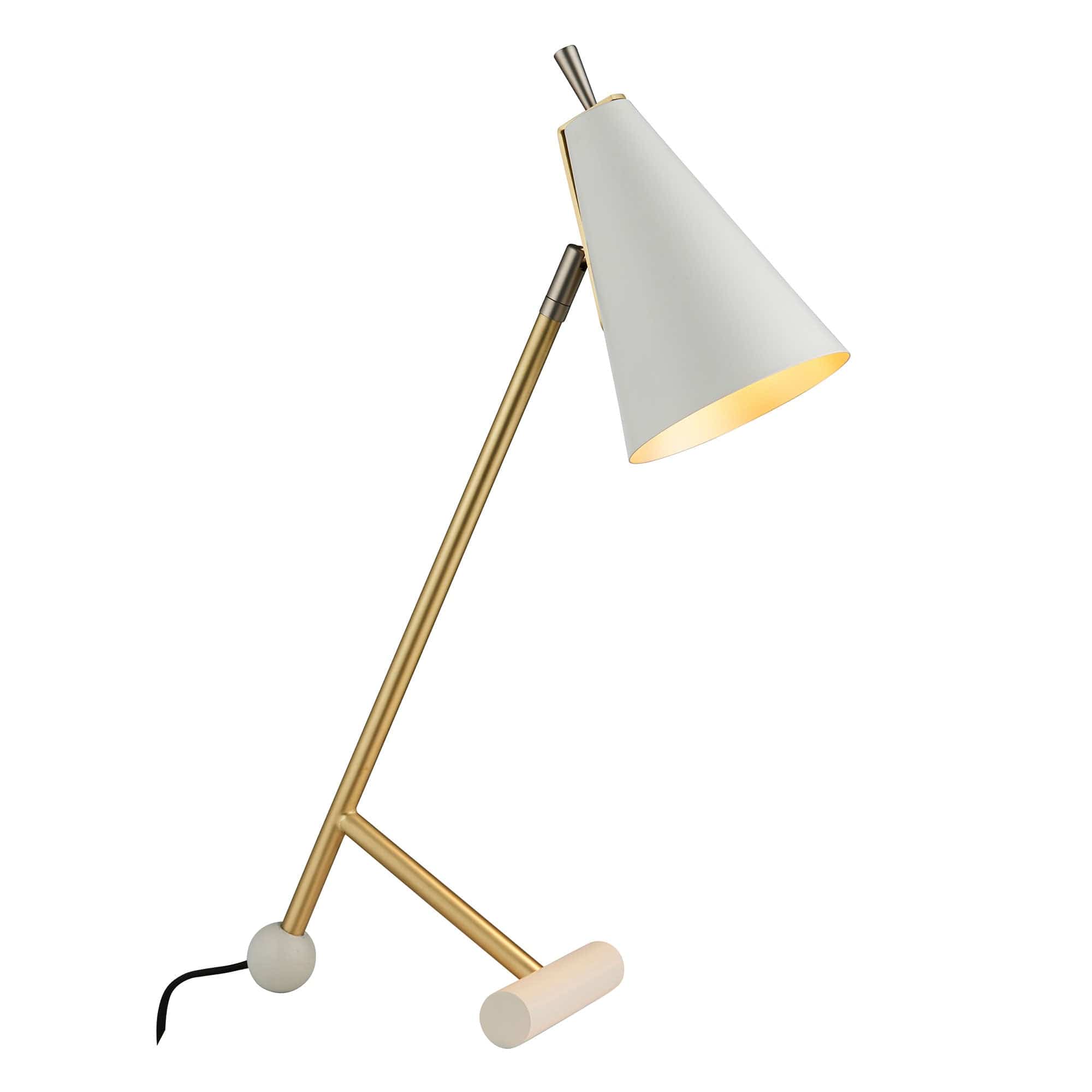 Noddy Table Antique Brass Lamp Matt White