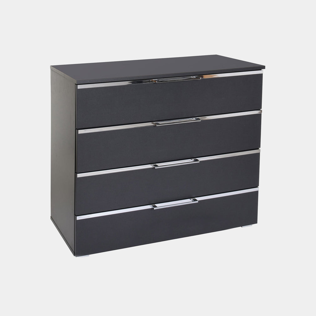 Omega - 645T 94cm 4 Drawer Chest In Colour FInish In Metalic Grey A830K Chrome Handle