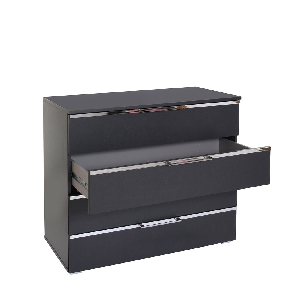 Omega - 645T 94cm 4 Drawer Chest In Colour FInish In Metalic Grey A830K Chrome Handle