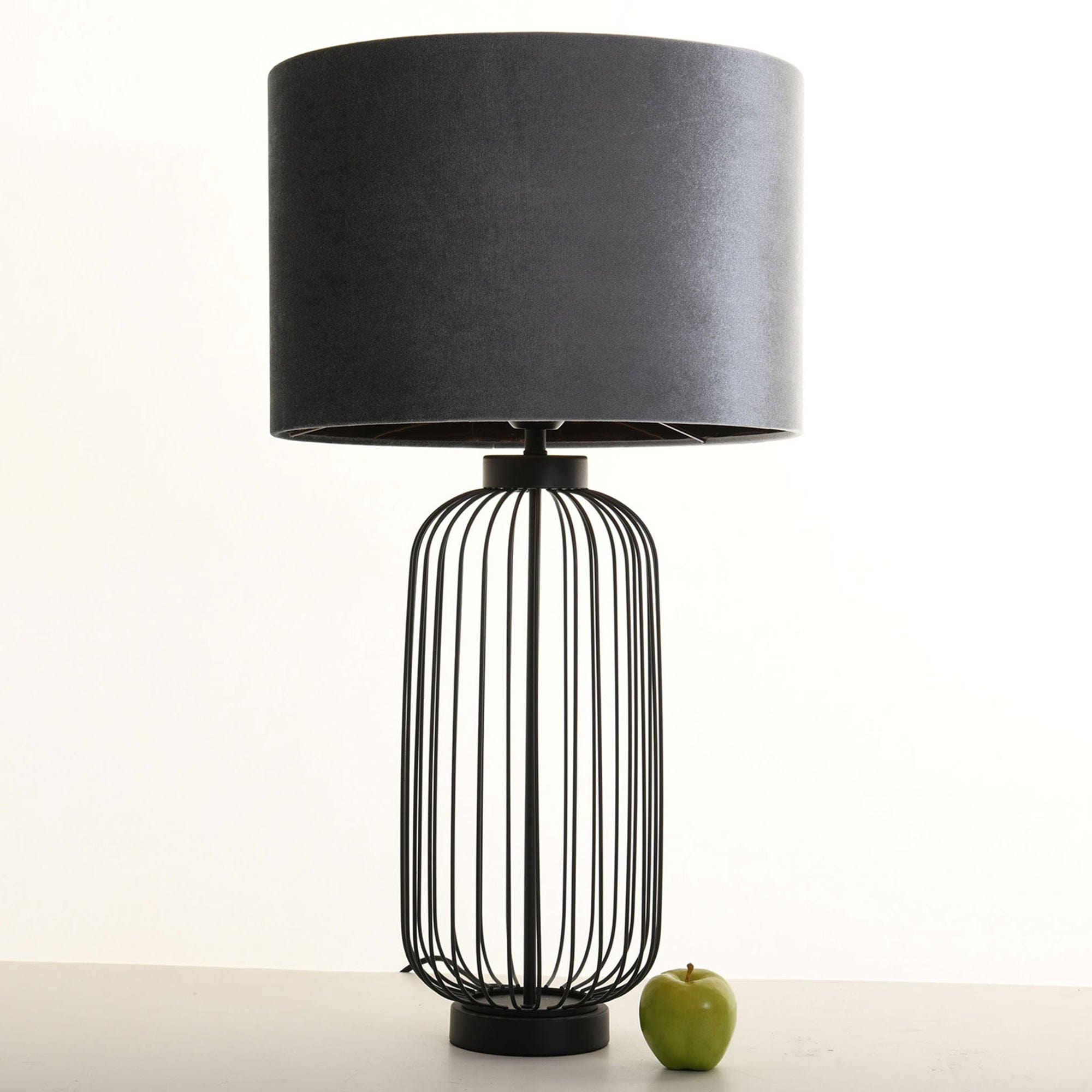 Crucible Table Lamp Black cw Grey Shade (LB)