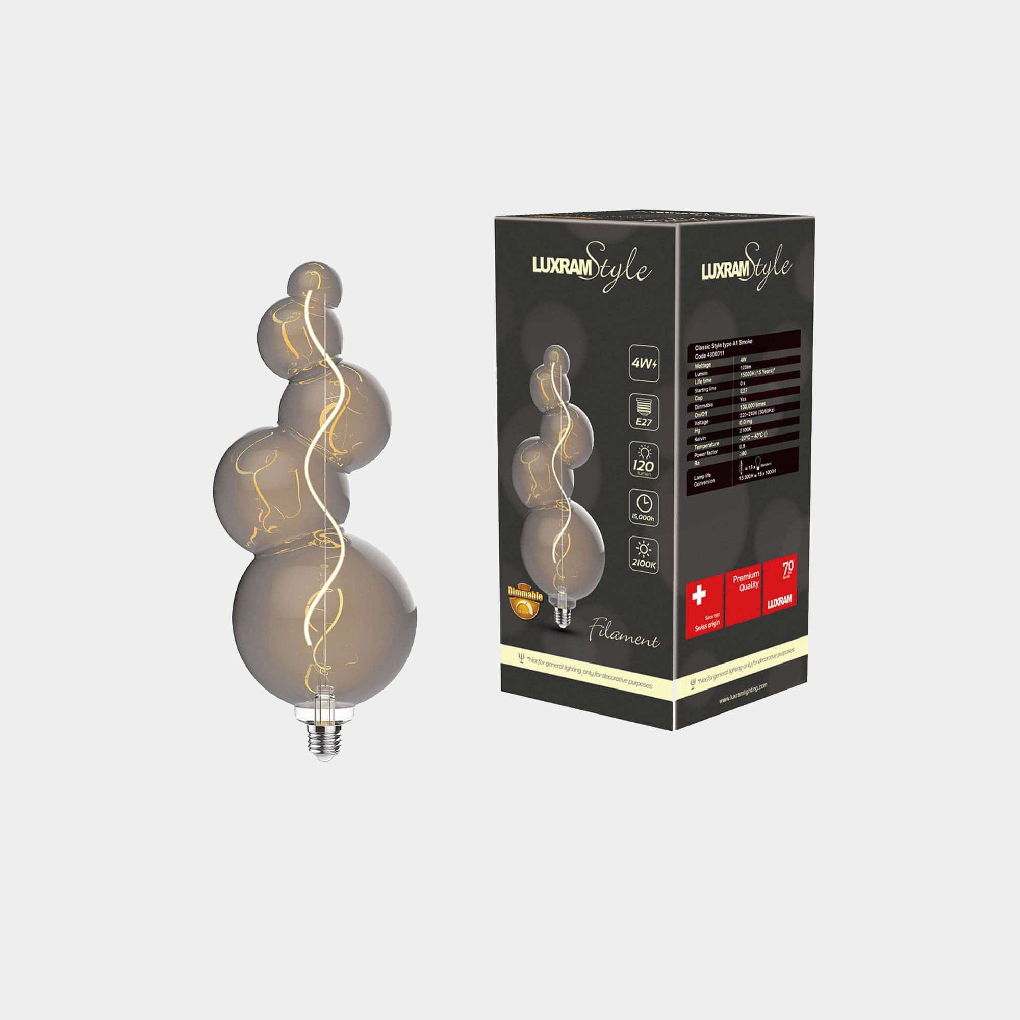 Milan Decorative LED 4w Bulb ES Smoked