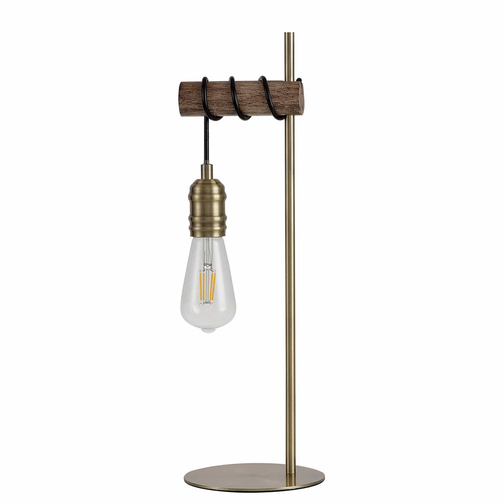 Babylon Table Lamp Oak/Antique Brass Finish