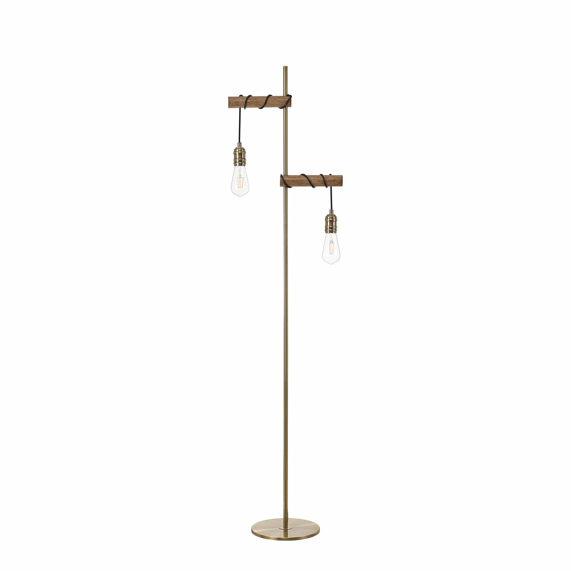 Babylon Floor Lamp Oak/Antique Brass Finish