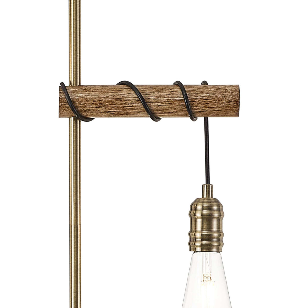 Babylon Floor Lamp Oak/Antique Brass Finish