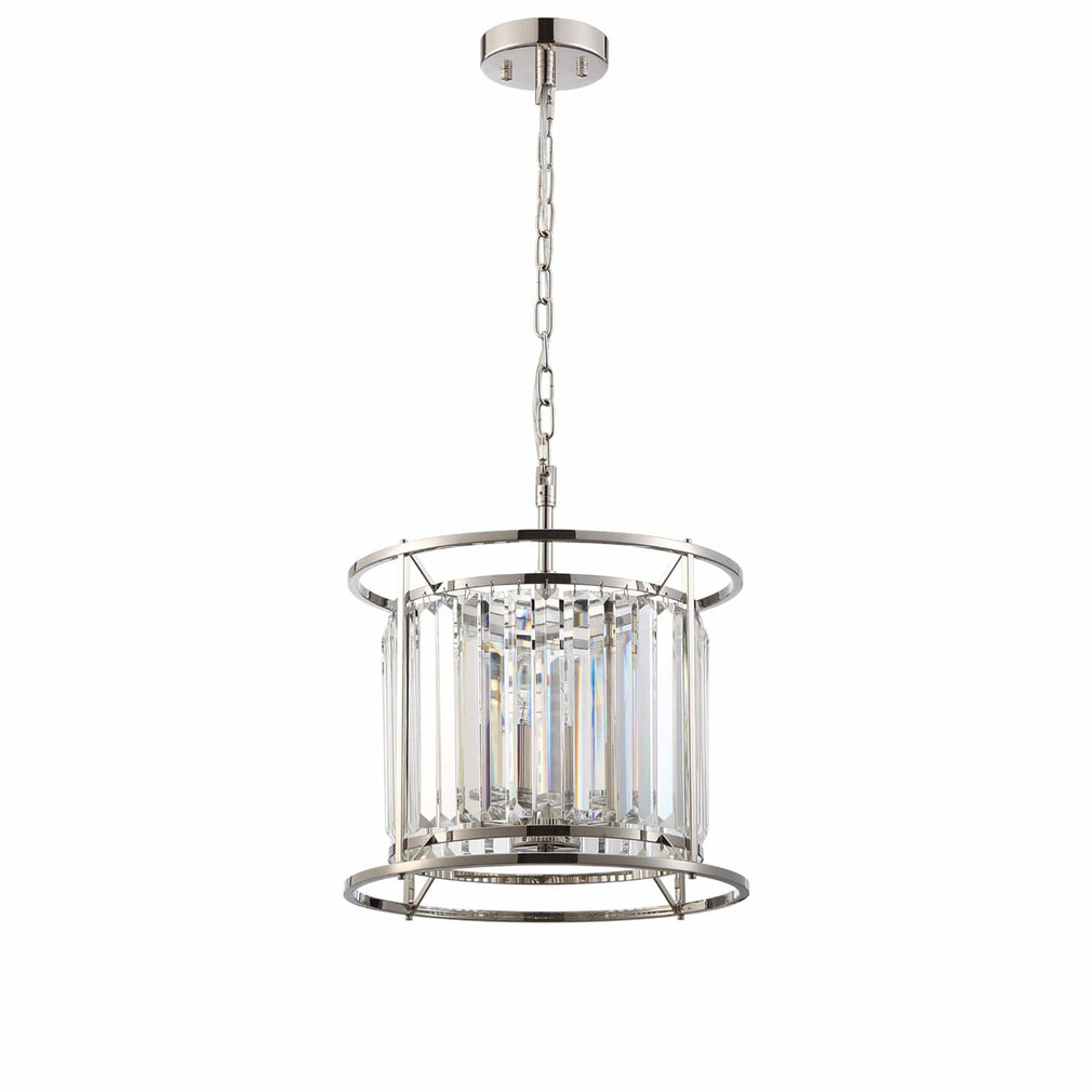 Bendir Pendant Polished Nickel/Clear Crystal