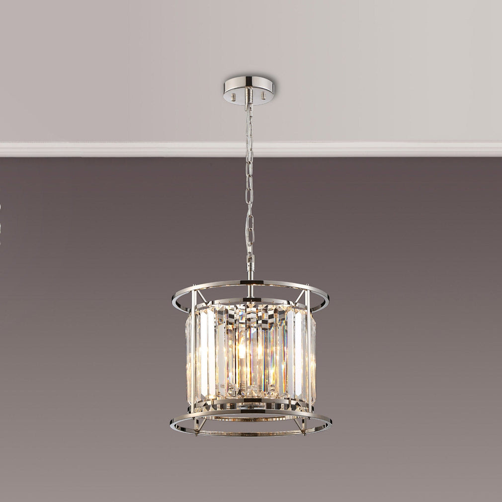 Bendir Pendant Polished Nickel/Clear Crystal