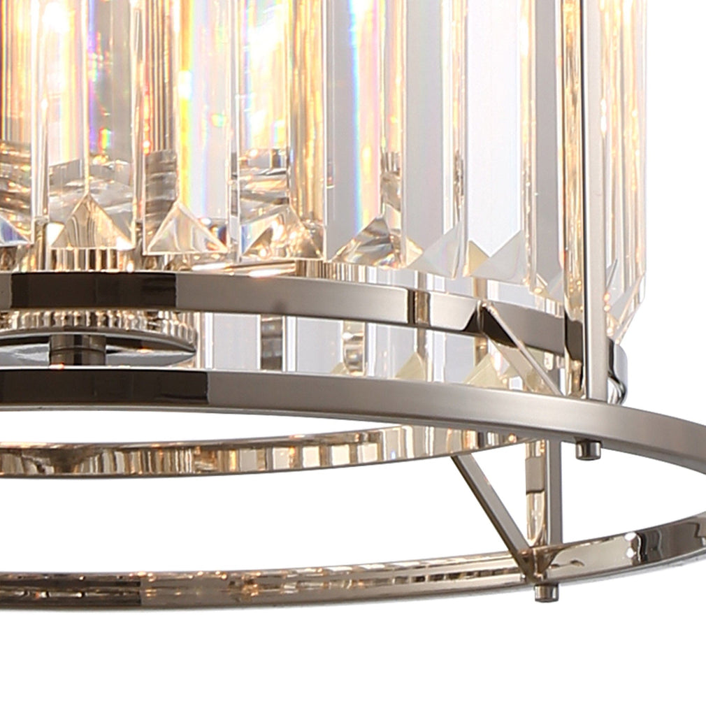 Bendir Pendant Polished Nickel/Clear Crystal