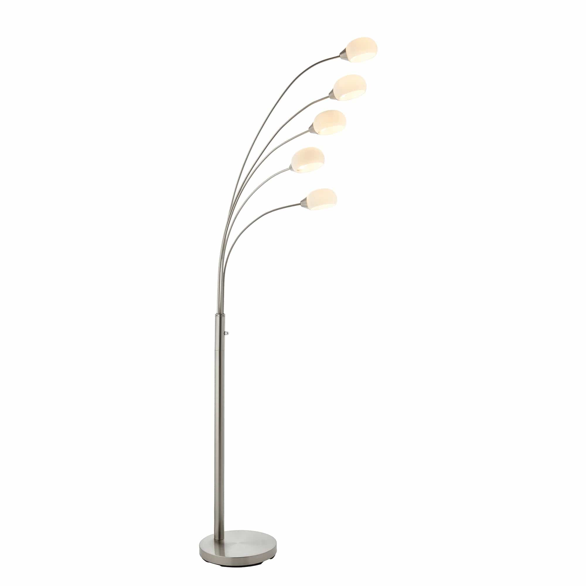 Arran 5 LED Floor Lamp White Glass Satin Nickel