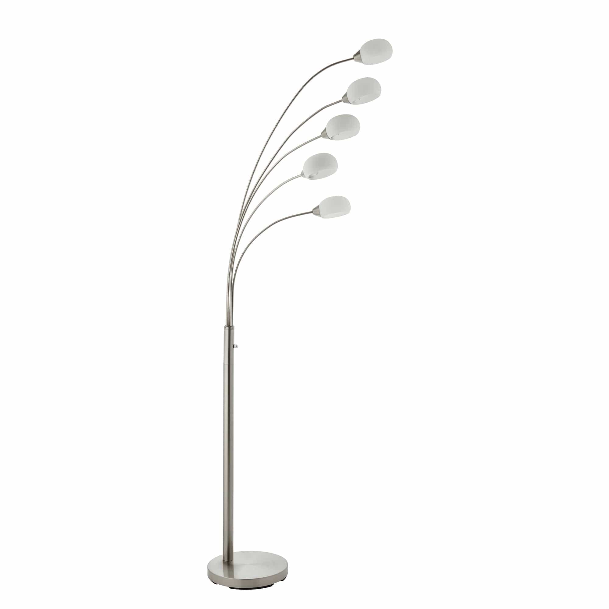 Arran 5 LED Floor Lamp White Glass Satin Nickel